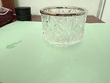 Süfrə ləvazimatları: Xrustal dekorativ qab – metal kənarlı - Material: qalın, şəffaf — 3