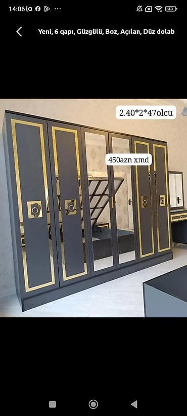 paltar dolab: Məhsul: Güzgülü qarderob şkaflar Xüsusiyyətlər: - 4, 5 və 6 qapılı — 8
