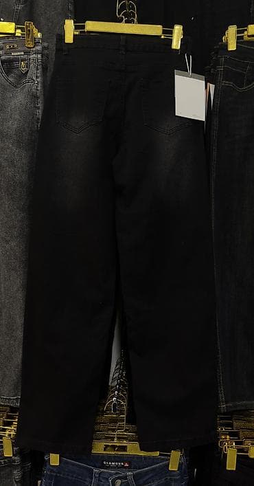 qış qısa botinkalar: Qara rəngli qadın/cins şalvar - Model: yüksək belli, düz-koniq siluet — 3