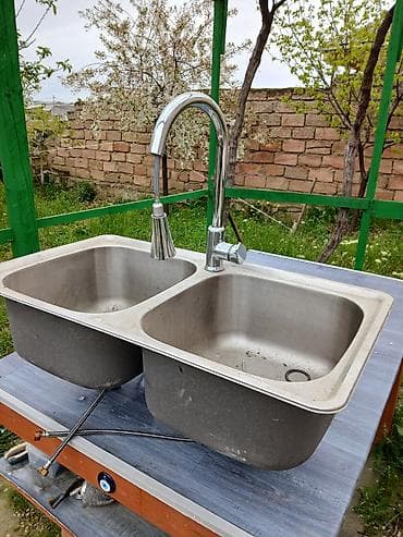 rakvinalar: Düzbucaqlı Mətbəx çanağı, Şkafsız, Paslanmaz polad — 2