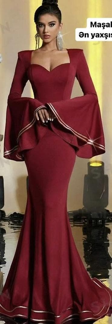 Yenidir Ölçü M/38 Bordo rəngli ziyafət/libas - Model: balıq kəsimli