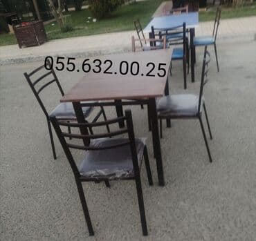 Masa və oturacaq dəstləri: Qonaq otağı üçün, Yeni, Açılmayan, Kvadrat masa — 16