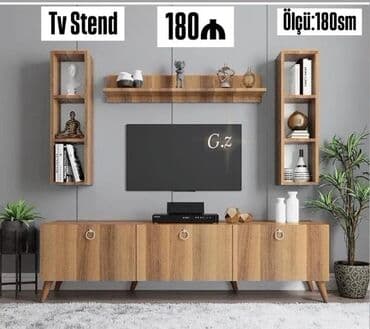 divar rəfi: Düz TV altlığı, Polkalı, Laminat — 2