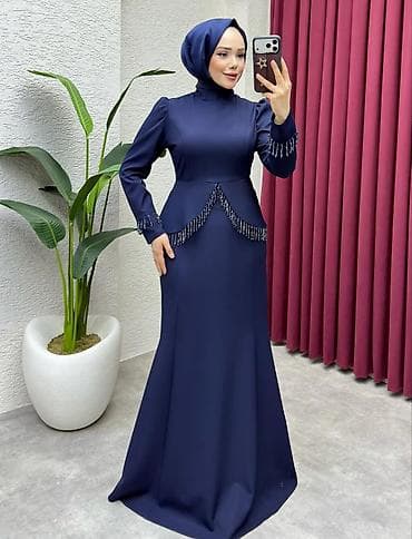 Şəxsi əşyalar: Zərif detallı, uzun qollu maxi ziyafət donu – hicab tərzinə uyğun — 7