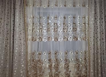 onlayn perde satisi: İşlənmiş, Satin Pərdə, rəng - Bej — 3