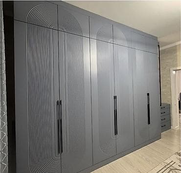 dekorativ esyalar: Müasir dizaynlı qarderob sistemi - Rəng: tünd boz (mat effektli) - Ön — 3