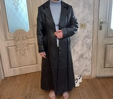 drap palto: - Məhsul: Uzun dəri palto - Rəng: Qara - Model: Klassik düz kəsim — 2