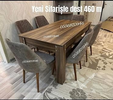 Qonaq otağı üçün, Yeni, Açılmayan, Dördbucaq masa, 6 stul
