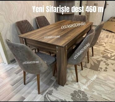 yumşaq oturacaqlar: Qonaq otağı üçün, Yeni, Açılmayan, Dördbucaq masa, 8 stul — 3