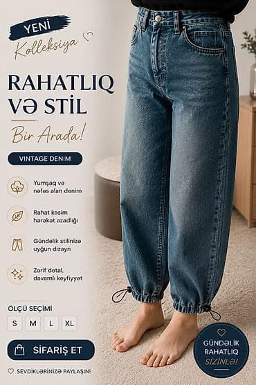 Vintage Denim şalvar – Yeni kolleksiya - Yumşaq və nəfəs alan denim