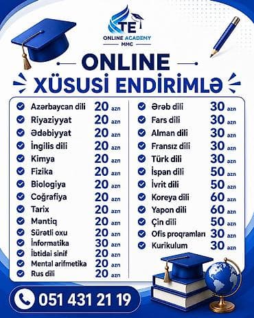 Xidmətlər: Repetitor, Riyaziyyat, Biologiya, Fizika, Rus dili, Azərbaycan dili, İmtahanlara hazırlıq, Abituriyent hazırlığı — 4