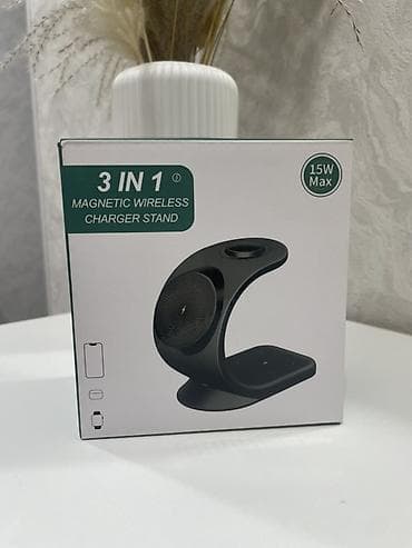 type c adapter: 3-in-1 Maqnitli Simsiz Şarj Stendi (Model: OJD-83) - Eyni anda — 1