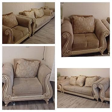 Divan 2 kreslo ile birgə satılır hem açılır hem bazalidr evde təmir