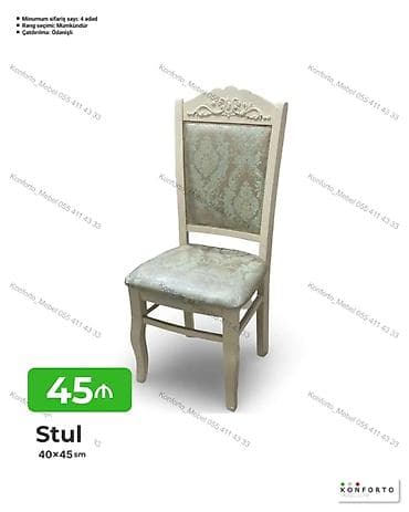 kohnə stul: Klassik üslubda yumşaq oturacaqlı stul - Ölçü: 40×45 sm - Zərif — 1