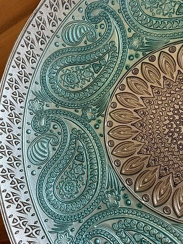Dekorativ metal qab – şaxsey-vaxsey (paisley) naxışlı - Material — 3