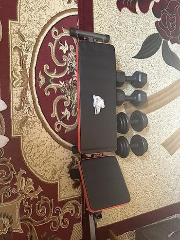 qantel ştanq dəsti: Evdə məşq üçün tam set: - Tənzimlənən trenajor skamyası: arxası və — 2
