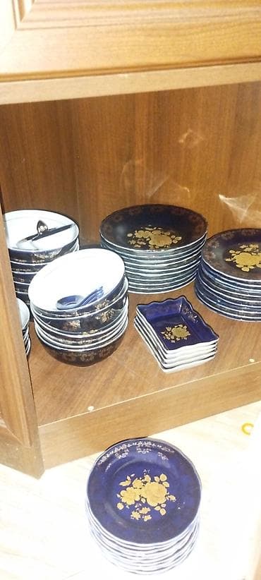 farfor fiqurları: Nahar dəsti, rəng - Göy, Farfor, 12 nəfərlik, Çexiya — 2