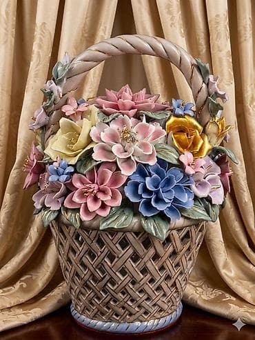 bendir: Dekorativ porselen çiçək səbəti - Material: yüksək keyfiyyətli — 1