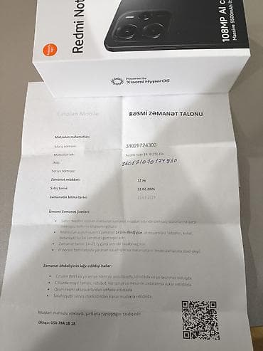 Redmi Note 14, 256 GB, rəng - Qara, Barmaq izi — 6