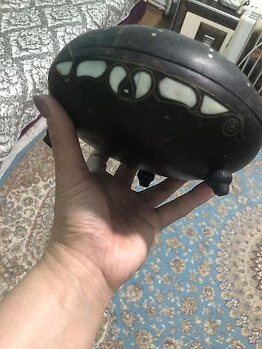 sandık: Dekorativ qutu – ana-bəhməz (nacre) və metal naxışlı - Material: tünd — 3