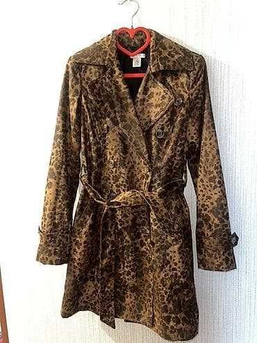 Qadınlar üçün leopard naxışlı trençkot - Model: iki cərgəli düyməli — 3