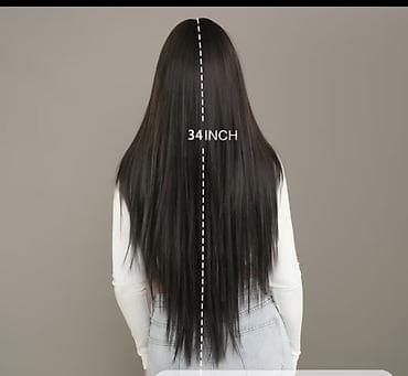 Uzun düz qara parik – 34 inch - Uzunluq: 34 inch (təxminən 86 sm) — 2