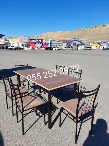 stul ev ucun: Qonaq otağı üçün, Yeni, Açılmayan, Dördbucaq masa, 6 stul — 1