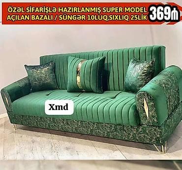 Divan, Qonaq otağı üçün, Vеlur parça, Bazalı, Açılan