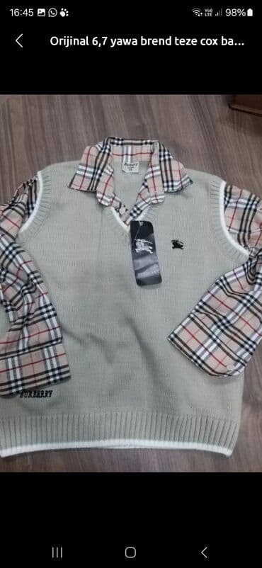 Berberry (Burberry üslubunda) uşaq geyimi dəsti – 6-7 yaşa uyğun. -