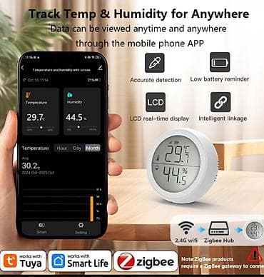 термометр: Zigbee Temperatur Sensoru ve Rütubətölçən Sensor Whatsappa yazın Tuya — 1