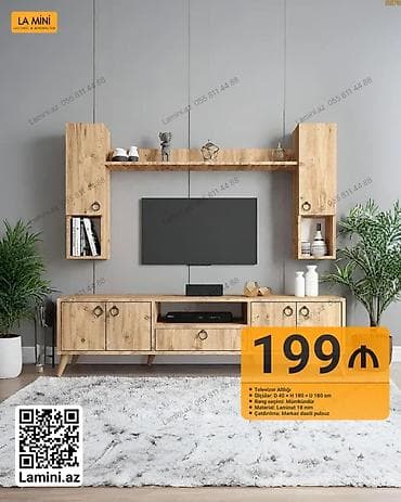 mebel dekor: Düz TV altlığı, Polkalı, Laminat — 1