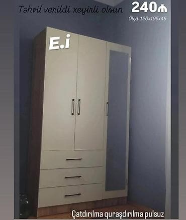 taxta ref: Üçqapılı geyim dolabı - Ölçü: 120 x 195 x 45 sm - Rəng və material — 1