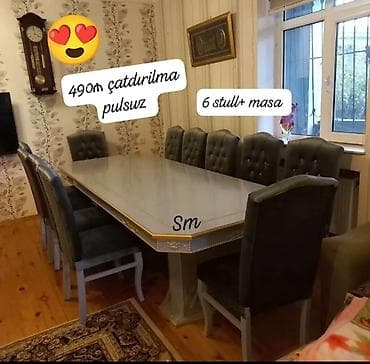 Qonaq otağı üçün, Yeni, Açılmayan, Dördbucaq masa, 6 stul — 1