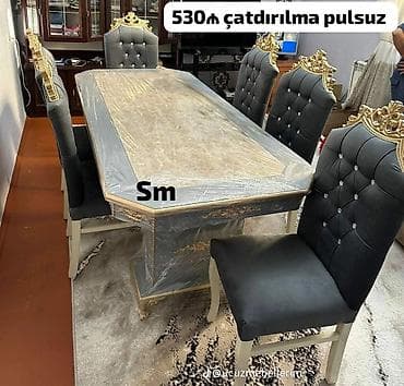 stul bar: Qonaq otağı üçün, Yeni, Açılmayan, Dördbucaq masa, 6 stul — 1