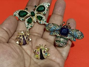 Бижутерия: Böcək temalı bəzək broş dəsti - Dəst tərkibi: 4 ədəd broş - 1 ədəd — 9