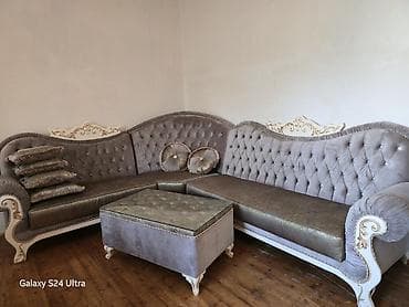 Ev üçün mebel: Klassik üslubda künc divan dəsti - Material: Yumşaq məxmər tipli — 1