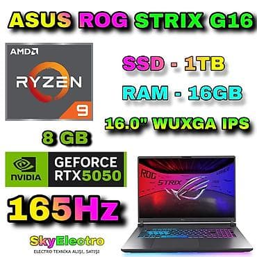 asus rog 5s: Yeni ASUS ROG, 16 ", AMD Ryzen 9, 1 TB, Ödənişli çatdırılma, Rayonlara çatdırılma, Ünvandan götürmə — 1