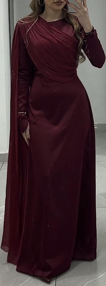 dekor xina: Bordo rəngli gecə/libas - Uzun, yerə qədər maxi model - Yuxarı — 1