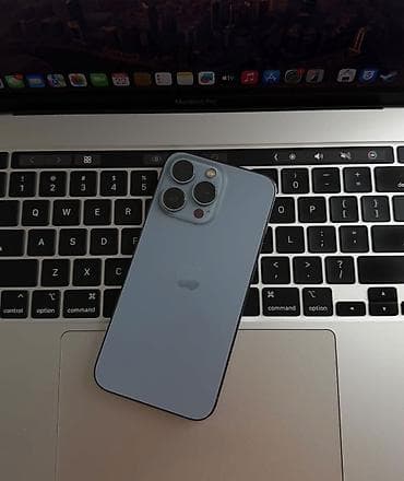 macbook 13 pro: IPhone 13 Pro, 128 GB, Sierra Blue, Zəmanət, Simsiz şarj, Face ID — 1