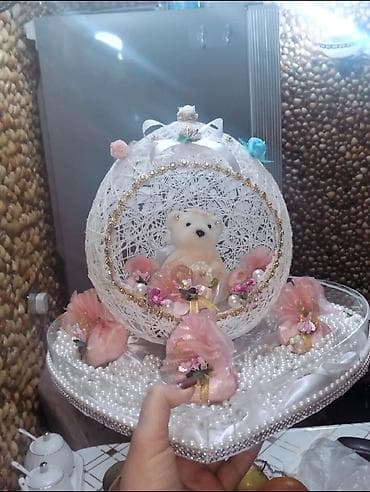 Вазы: Xonça dəsti – əl işi dekorativ kompozisiya - Ürək formalı büllurvari — 1