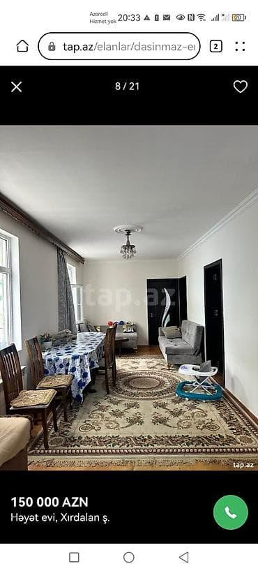 tendir yeri: 4 otaqlı, 2 kv. m, Kredit yoxdur, Orta təmir — 1