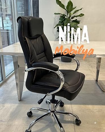 tek stollar: Yeni, Təkərli, Qolları tənzimlənir, Dəri — 4