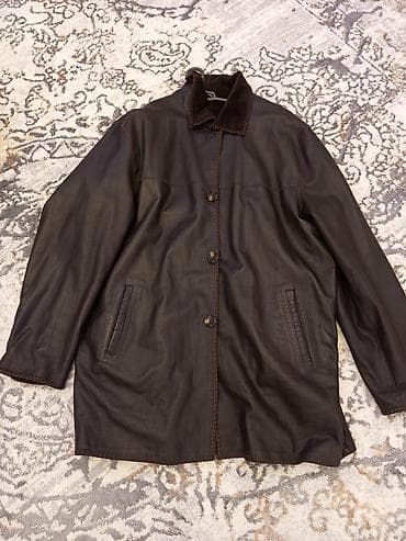 Kişilər üçün klassik dəri palto/jaket - Rəng: tünd qəhvəyi -