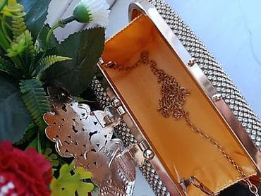 sumqayit çanta: Qızılı rəngli zərli dəbli axşam çantası (clutch) - Xarici hissə — 3