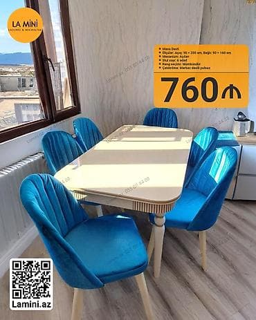 stol dəst: Açılan, Oval masa, 6 stul — 1