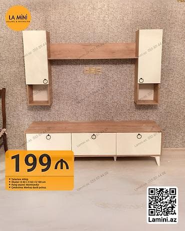 vitrin stend: Düz TV altlığı, Polkalı, Laminat — 1