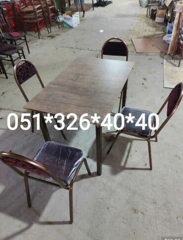 Masa və oturacaq dəstləri: Qonaq otağı üçün, Yeni, Açılan, Dördbucaq masa, 2 stul — 7