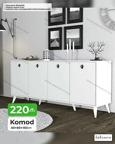 Məhsul: Komod Ölçülər: 40 × 80 × 160 sm Material: 18 mm laminat