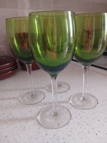 qab dəstləri: Qədəhlər, rəng - Yaşıl, Şüşə, 4 ədədli dəst — 1