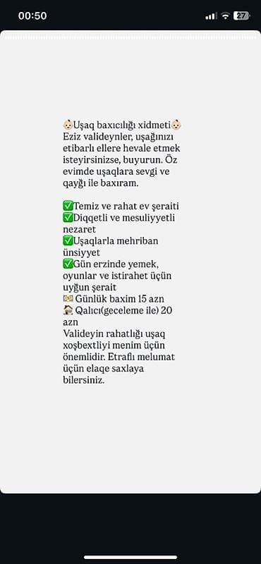 Uşaq baxıcılığı xidməti Öz evimdə uşaqlara sevgi və qayğı ilə nəzarət at lalafo.az Uşaq baxıcılığı xidməti Öz evimdə uşaqlara sevgi və qayğı ilə nəzarət